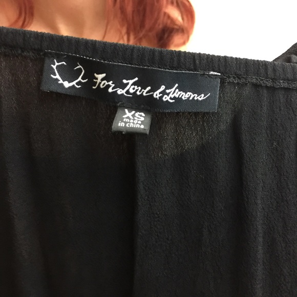 For Love and Lemons Black Lace Trim OTS Blouse Top - Picture 5 of 8